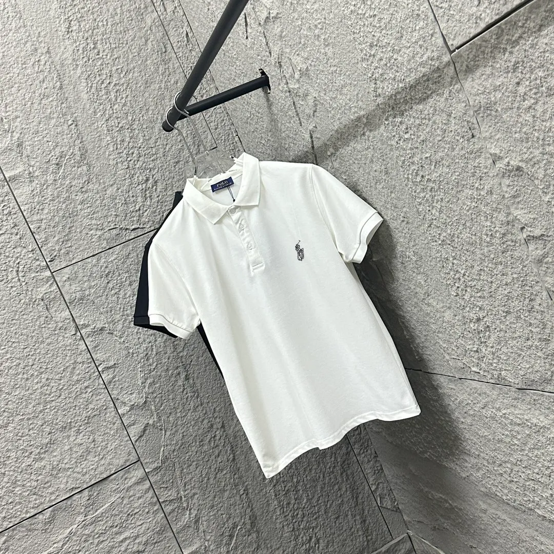 🅿️180 Ralph Lauren POLO 2025 spring and summer new style, simple classic logo small embroidery pique fabric, short-sleeved polo, same style for men and women Size: M L XL 2XL 3XL Color: black white